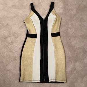 Charlotte Russe Gold/Black Bodycon Dress